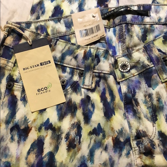 Big Star Watercolor Leopard Jeans NWT - Picture 5 of 7